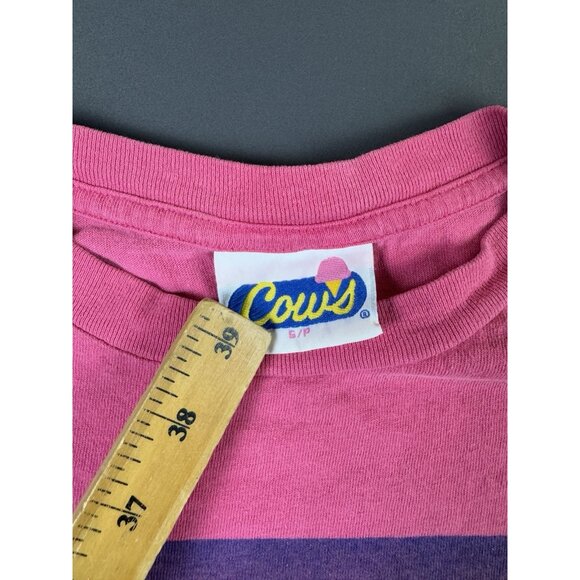 Rare Vintage Y2K Cows Ice Cream Art Painting Paint Splatter Pink Small Shirt - Picture 12 of 15